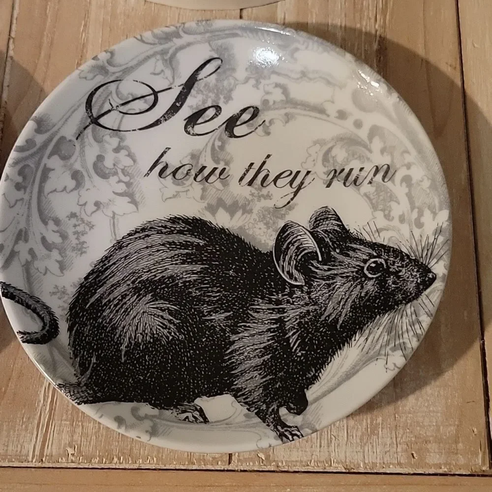 POTTERY BARN Curiosity Plates Midnight Dreary Appetizer SET of  3  6 1/2”